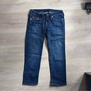 True Religion Dark Blue Straight Leg Capri